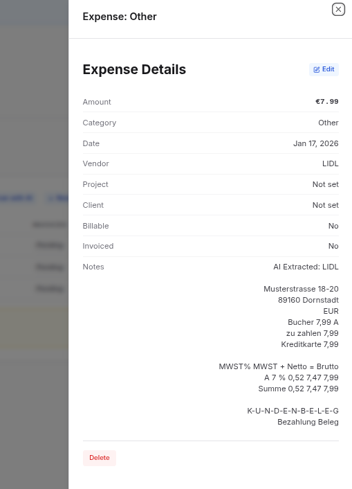AI scan — confirm and save