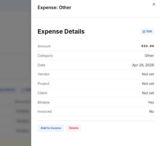 Add to invoice — start