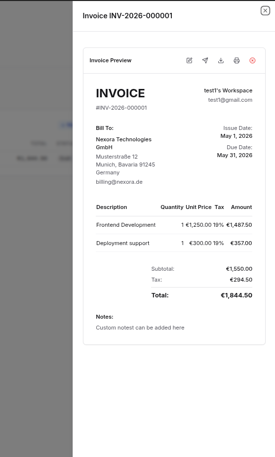 Invoice preview