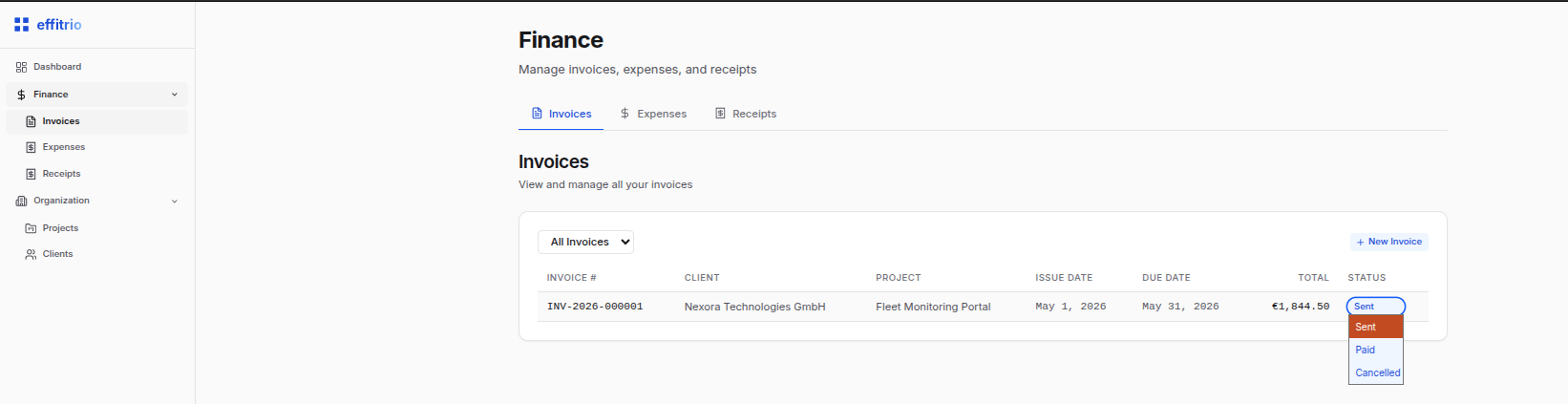 Status actions and filters
